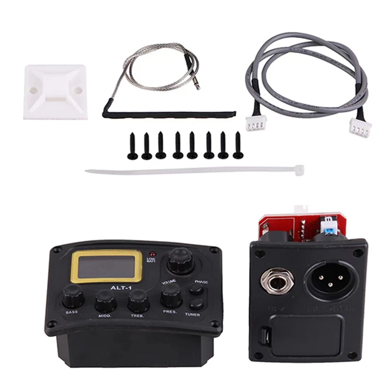 

1Set ALT1 4 Band Acoustic Guitar Bass Pickup Preamp EQ Equalizer With Tuner Guitar EQ Guitar Accessories Guitar Pickup Black