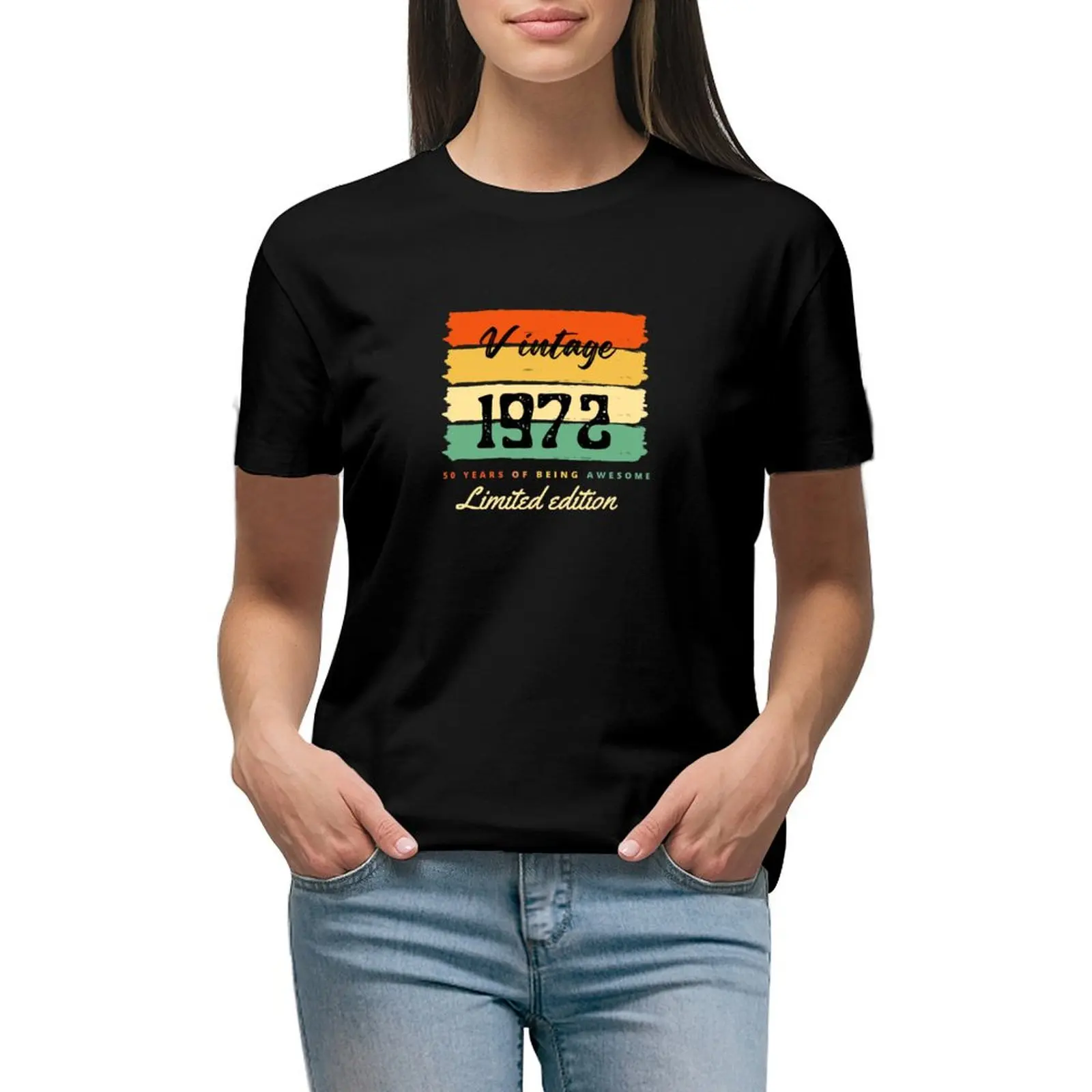Made In 1972 Limited Edition 50 Years Of Being Awesome T-shirt aesthetic clothes Short sleeve tee oversized t shirts for Women