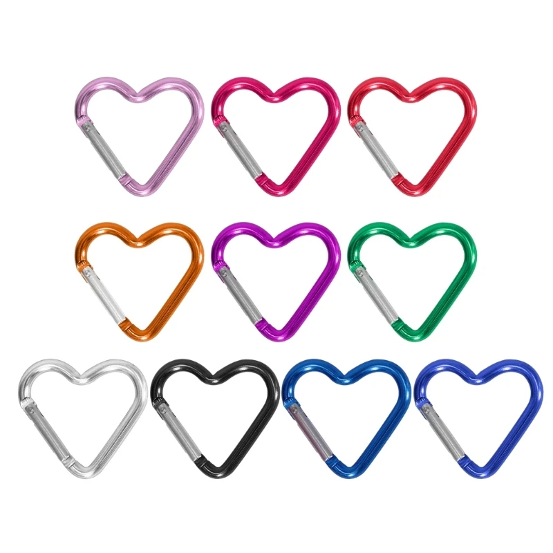 

Lightweight Heart Shaped Keychain Clips Heavy Duty Carabiner Aluminum Alloy Carabiner Clip Spring Hook Holder R66E