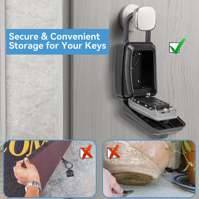 Sayram Lake Key Lock Box Large Capacity Key Box with Hanging Ring Keyboard Combination Resettable Code Waterproof Security 4