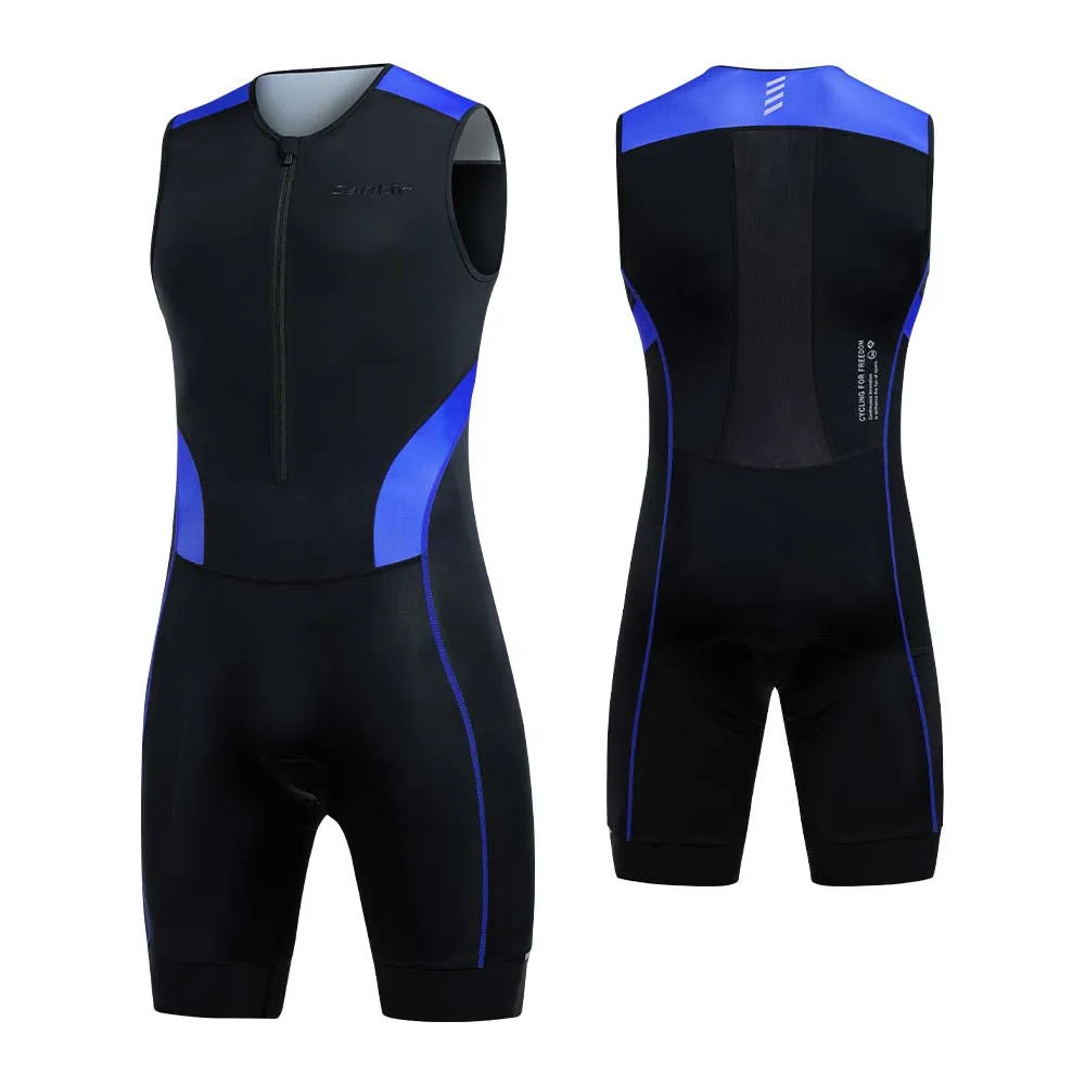 Triathlon Cycling Suit Santic Men Triathlon Cycling Suits Sleeveless Sponge Padded Quick-Drying for Running Swimming
