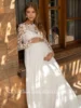 Pregnant Bride Wedding Dress Customized Scoop Neck Full Sleeves Lace Applique Sweep Train Chiffon Summer Bridal Gown 3