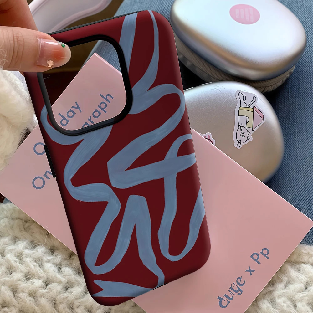 Luxurious Double-Layer Back Cover with Blue Ribbon Accent on Burgundy