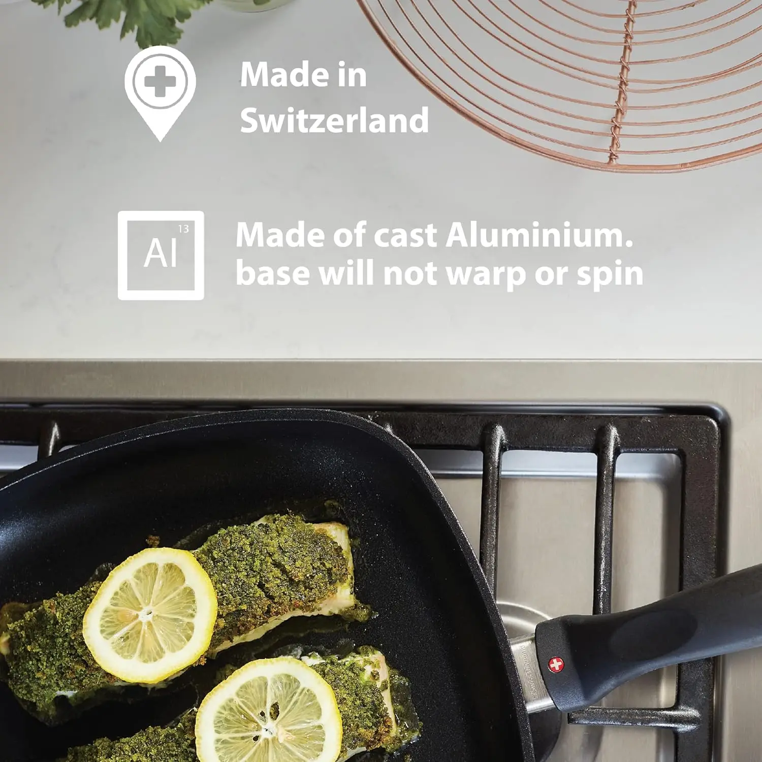 Nonstick Induction Diamond Coated Aluminum Fry Pan, Dishwasher and Oven Safe, Gray 3