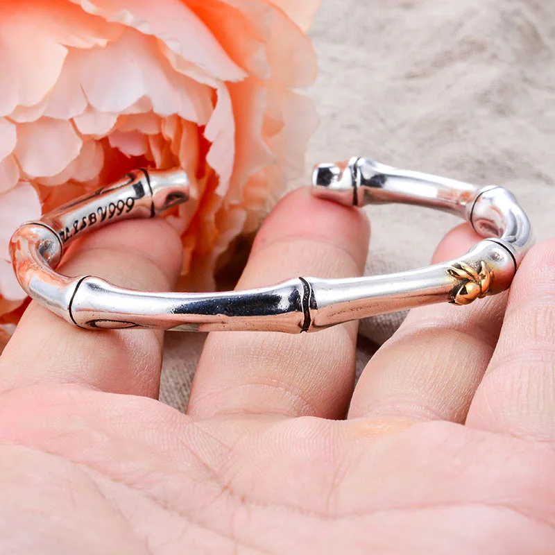New Arrival Vintage Bamboo Joints & Spider Design Thai Silver Female Bangle For Women Hand Jewellery Accessories No Fade 3