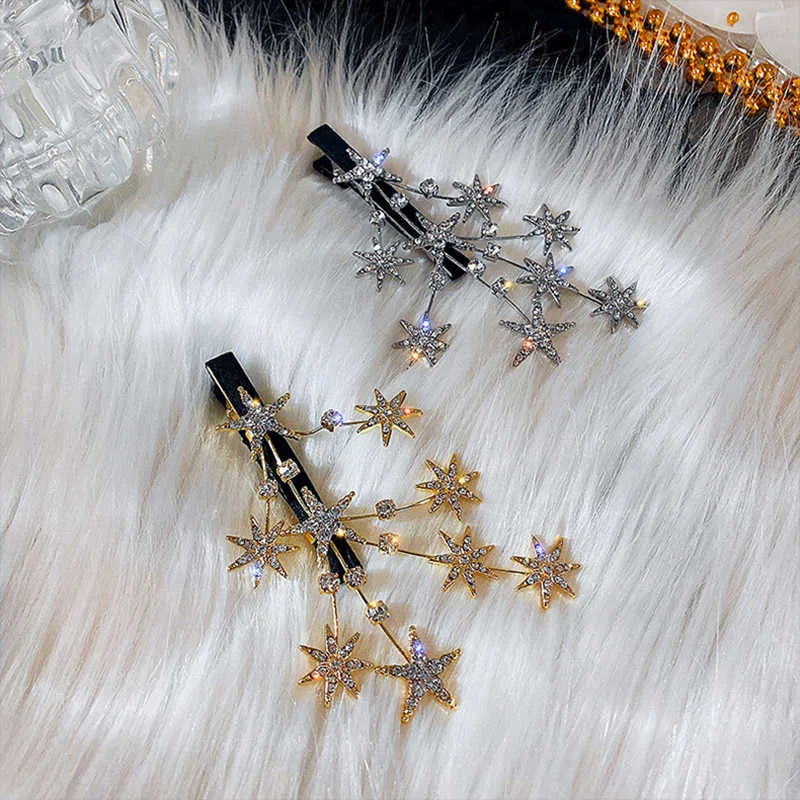 2022 Korea New Sweet Crystal Hair Clip Headwear For Women Fashion Girl Gold Silver Hairgrip Hair Accessories Barrettes Side Clip claw hair clips