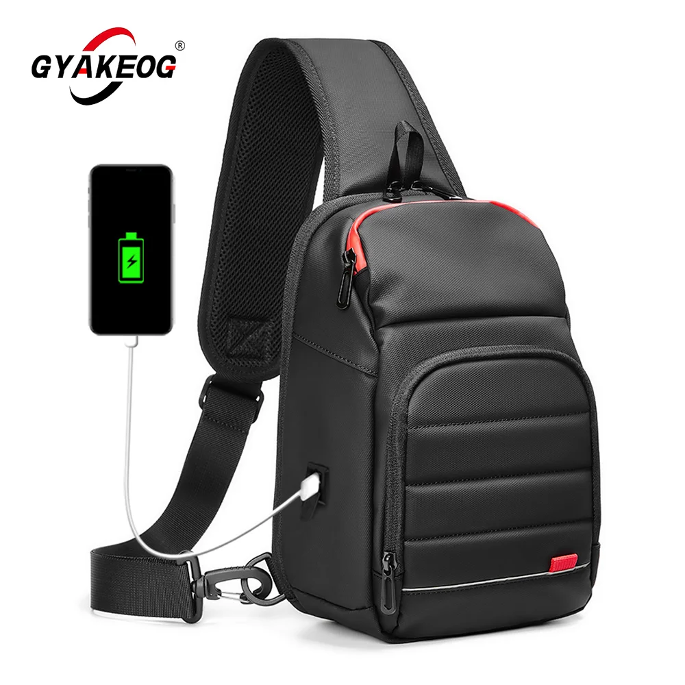 Gyakeog Mannen Casual Tas Multifunctionele Borst Bag Voor Mannelijke Fit Voor 9.7 ''Ipad Met Usb-poort Opladen Messenger pack Mochila