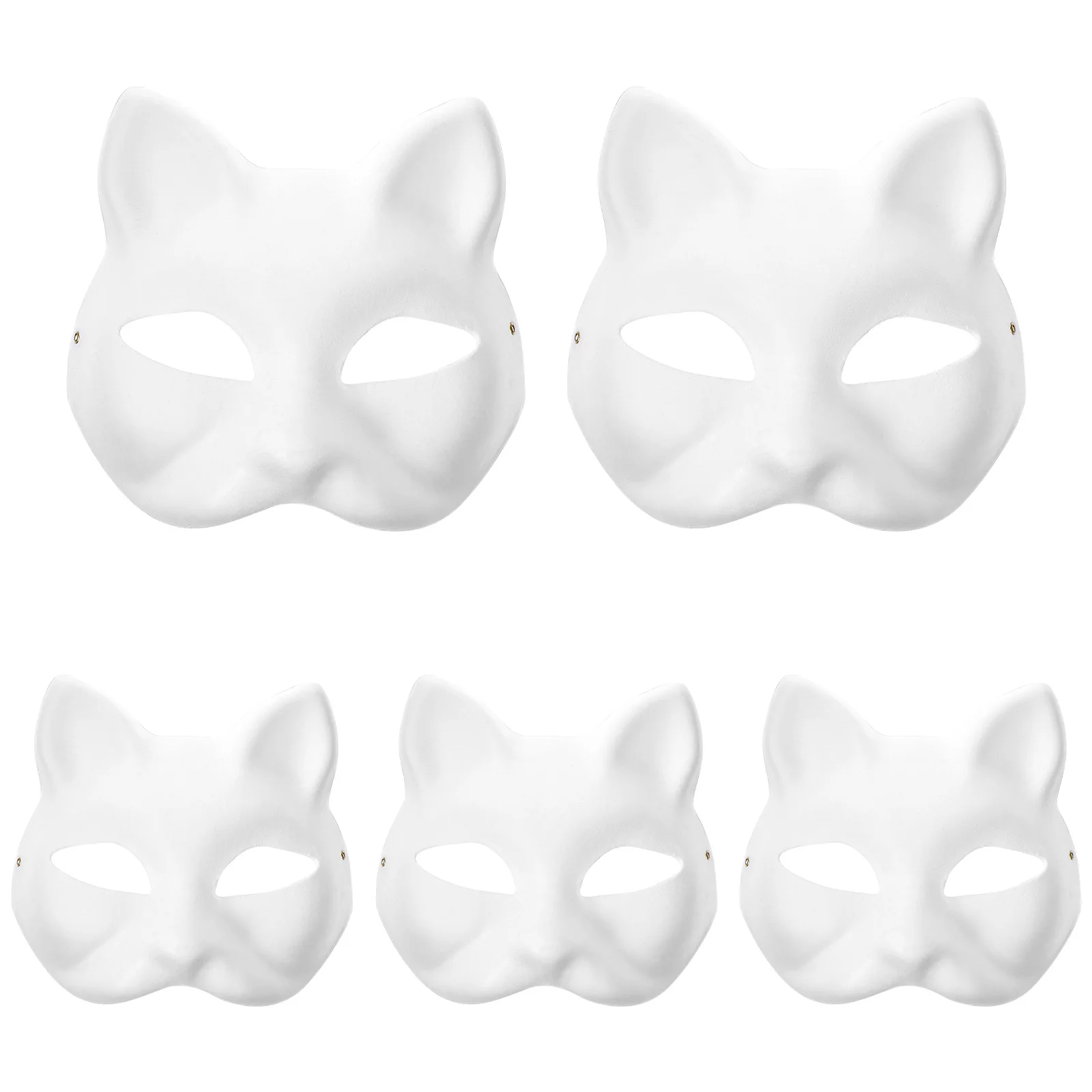 5pcs Cat Face Half Face Unfinished Paintable Paper Masks Blank Mask