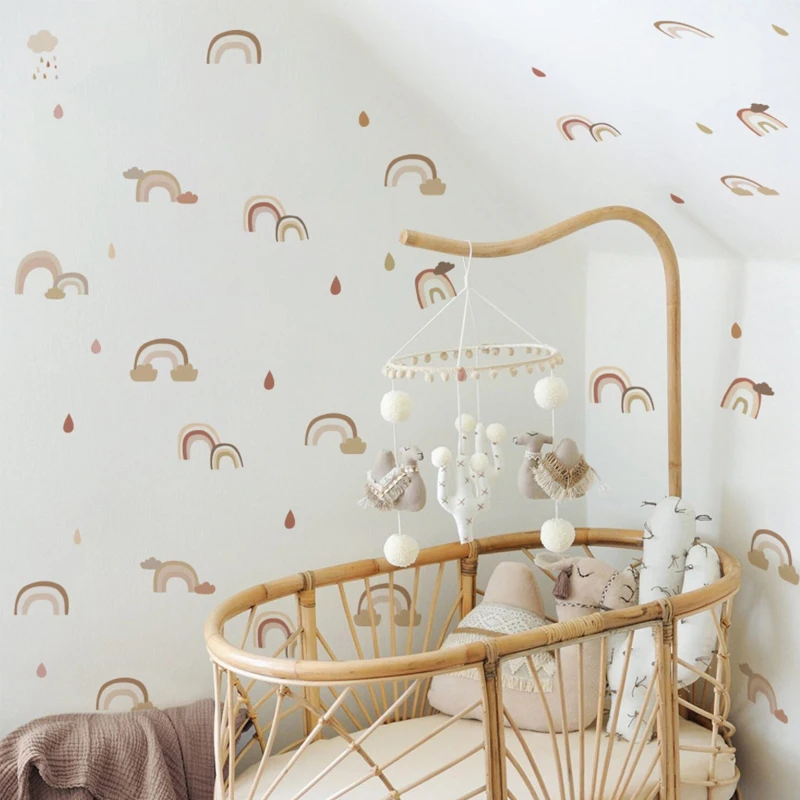36pcs Bohemia Style Boho Rainbow Hearts Stars Pattern Wall Stickers for ...