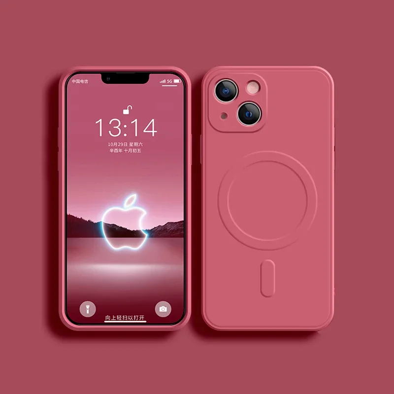 Enhanced Magnetic Wireless Charging Case - Soft Liquid Silicone Back Cover