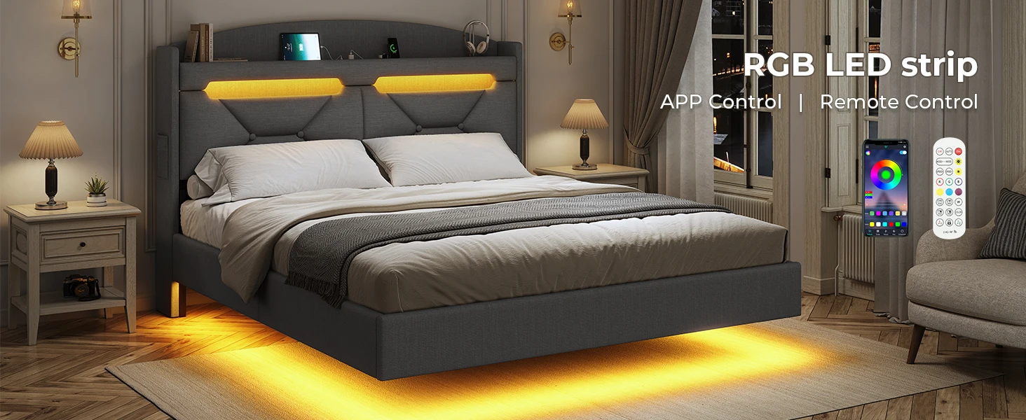 floating queen bed frame