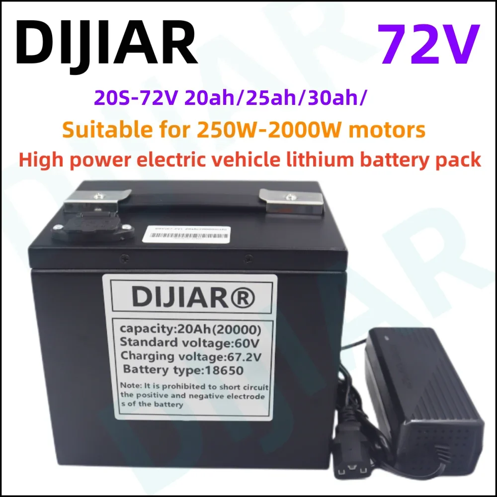 

72V20Ah25Ah18650 Lithium Battery Pack 250-2000W Electric Bicycle High Capacity Scooter Motorcycle Battery+84V 2A Charger