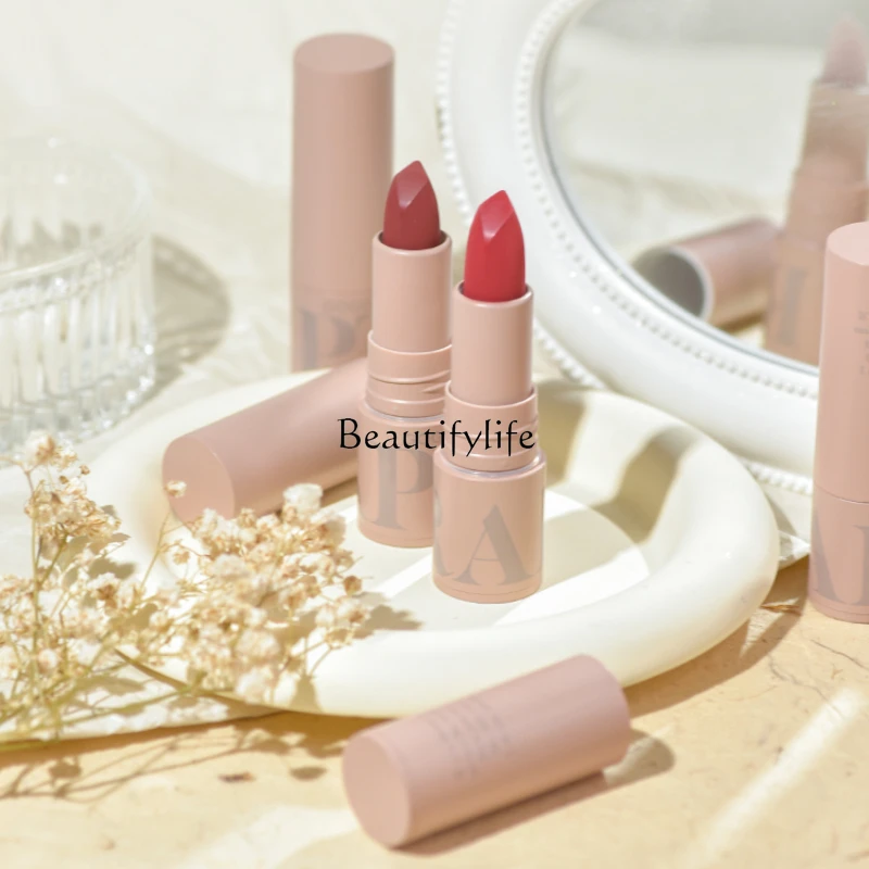 

Pink Mist Lipstick Velvet Matte Matte Pure Want to Show White Plain Lipstick No Stain on Cup Female