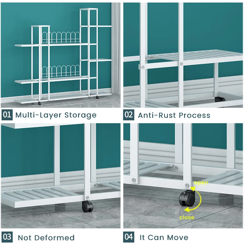 Plant Stand Multiple Plant Shelves Flower Stand For Pots For Living Room Iron Metal Outdoor Garden Display Shelf Holder Flower Rack