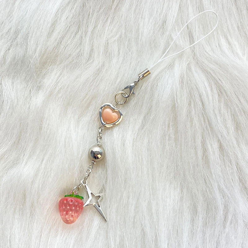 Ins Sweet Little Strawberry Cross Star Love Phone Chain Japanese Girl Heart Cross Star Love Phone Chain Accessori Per Gioielli Regalo
