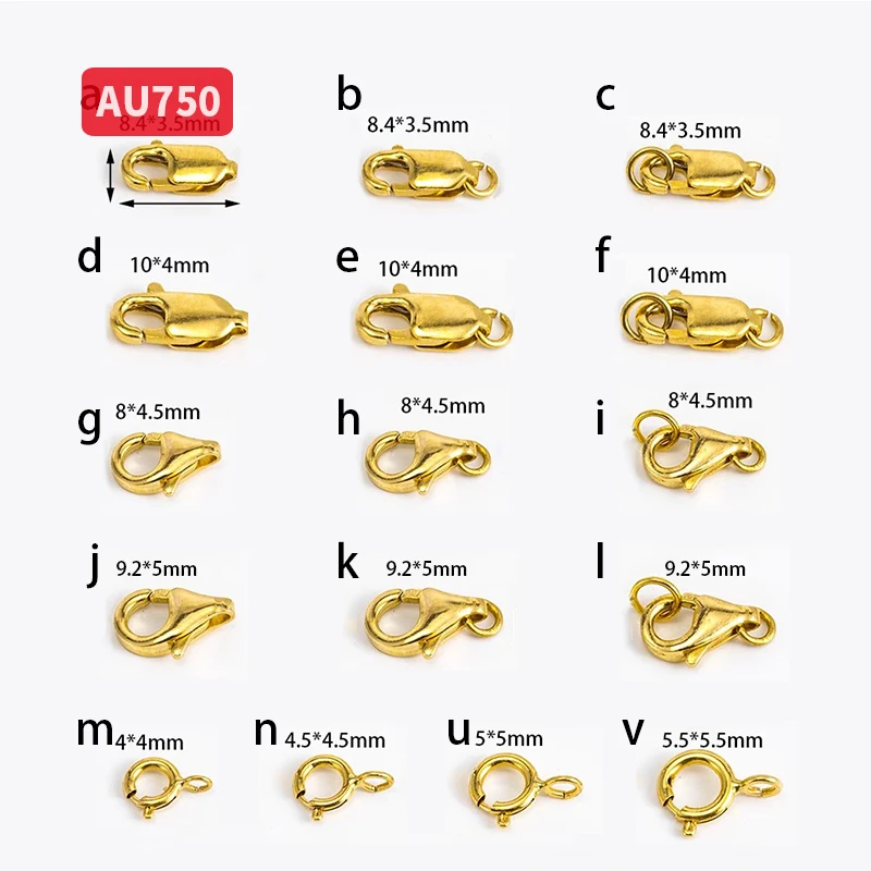 

Real 18K gold lobster clasp clasp fish hook clasp spring clasp clasp anti-lock clasp connection diy Accessories