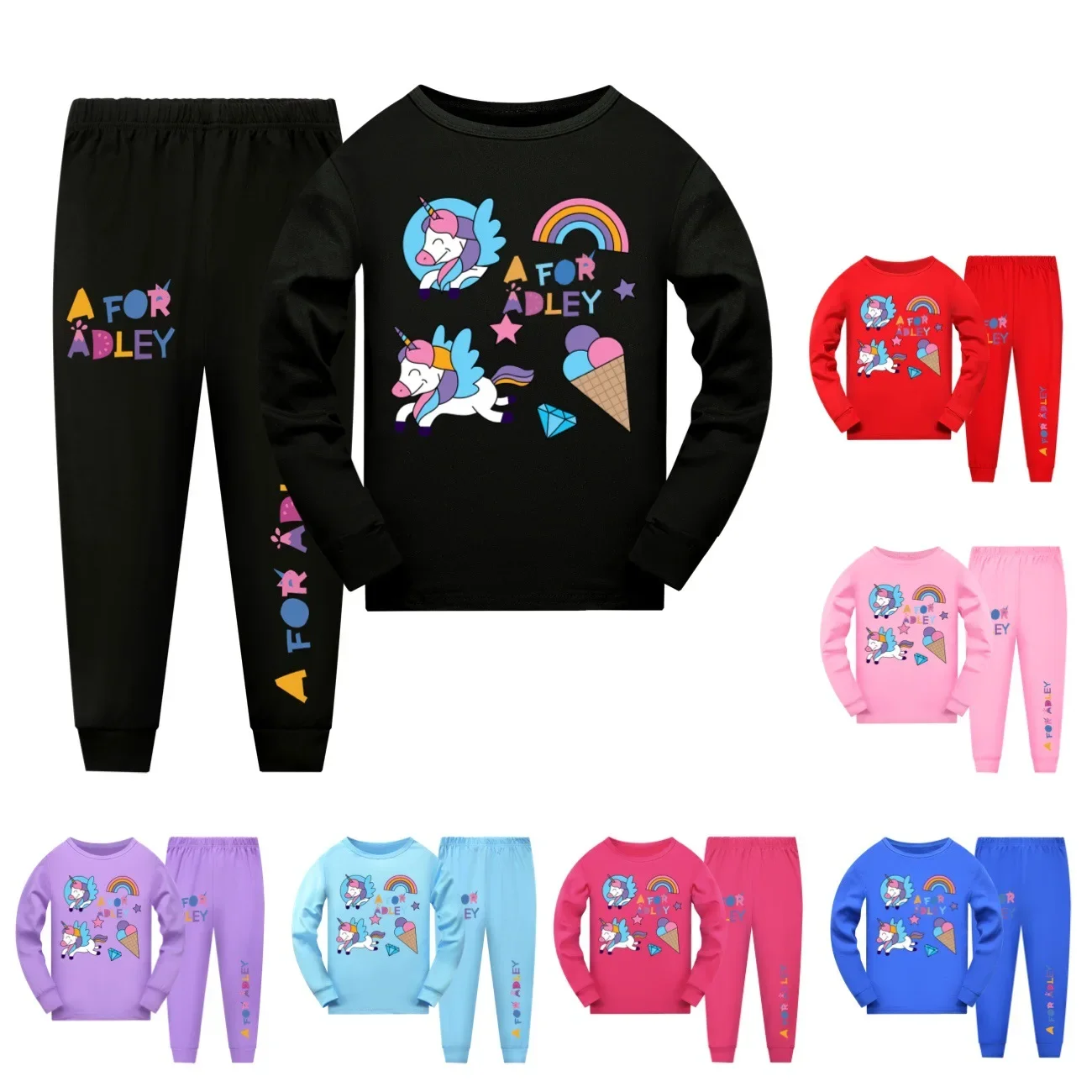 

A for Adley Clothes Kids Cartoon Pyjamas Toddler Boys Leisure Pajamas Girls Long Sleeve Tops+pants 2pcs Set Children's Clothing