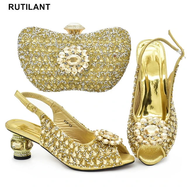 Italian Wedding Shoe & Bag Set: Rhinestone Elegance