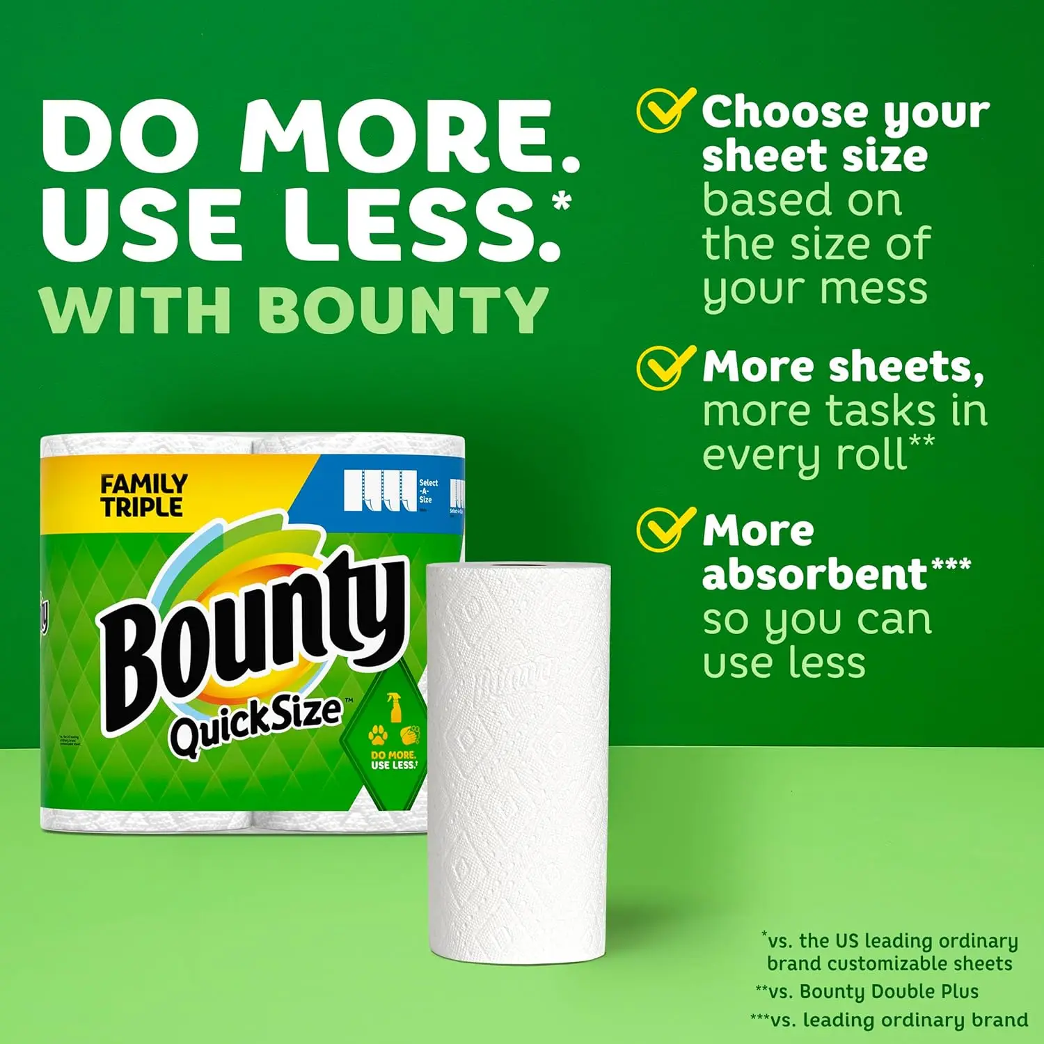 Bounty Quick-Size Paper Towels White 12 Family Triple Rolls = 36 Regular Rolls paper towel disposable paper towel
