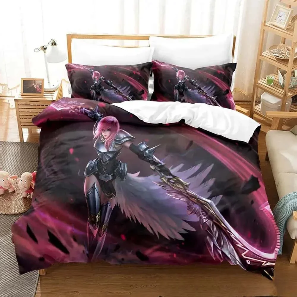 New 3D Printed Anime Game FINAL FANTASY XIII-2 Bedding Set Boys Girls Twin Queen King Size Duvet Cover Pillowcase Bed Boys Adult