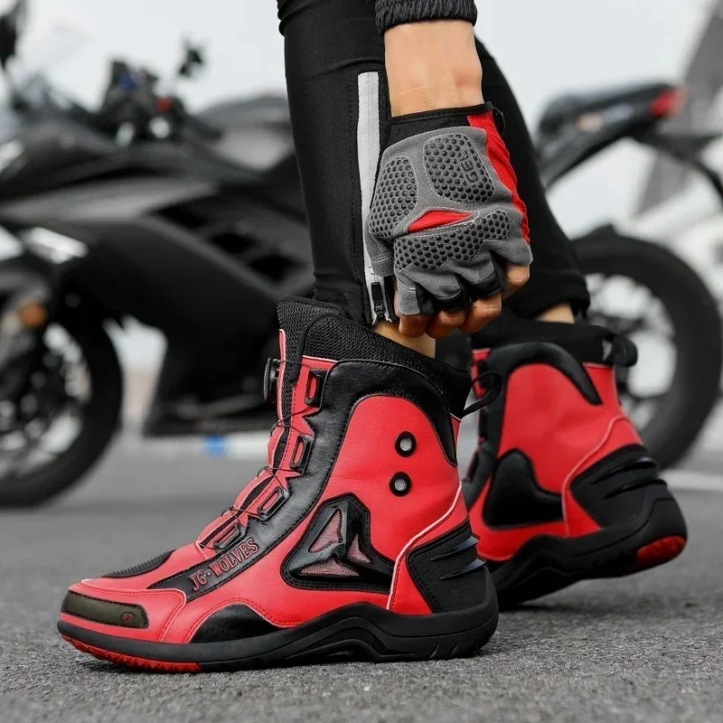 JG-Wolf Waterproof Motorcycle Boots for Men Women Off-road Adventure Motorbike Boots Casual Riding Shoes Leather