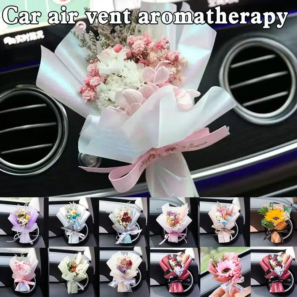 

Creativity Dried Flowers Bouquet Car Perfume Air Vent Ornament Clip Car Accessories Flower Bouquet Eternal Interior Mini H1X6