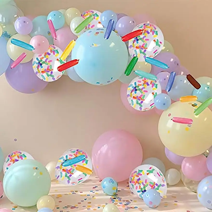 Pastel Birthday Decorations for Girls Women Macaron Party Supplies with  Birthday Banner Rainbow Cake Topper and Paper Pom Poms - AliExpress