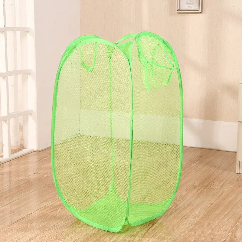 Laundry Hamper 1pc Organizer Bag Storage Toy Mesh Pop Up Square Collapsible Clothes Baskets for Dorm