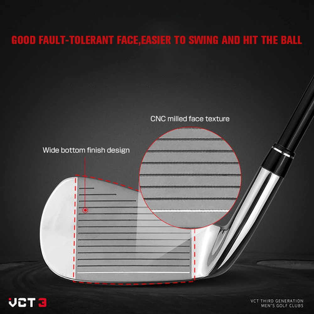 

PGM VCT3 Golf Club Men'S Right Hand Black No. 7 Carbon Steel Rod Golf Stainless Steel Irons Ultra Low Center Of Gravity