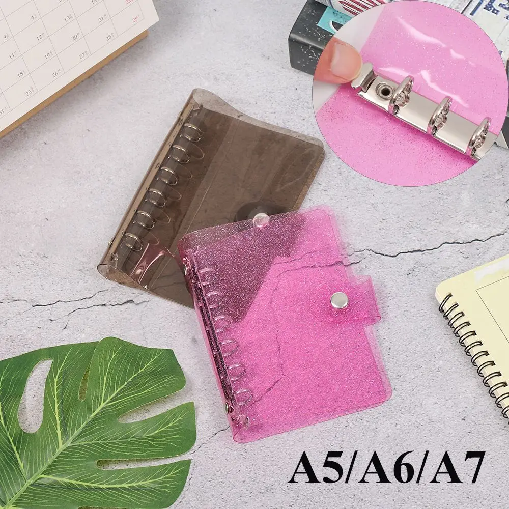 A5/A6/A7 Glitter Office Supplies Refillable Black Pink Diary Book Loose Leaf Binder Planner Clips File Folder Notebook Cover file folders,notebook cover