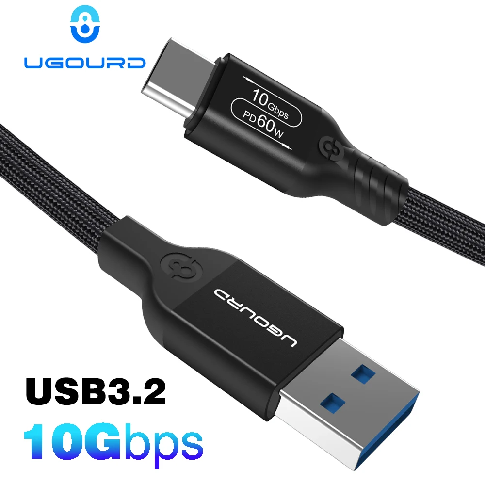 UGOURD USB 3.2 3.1 Gen2 10Gbps USB-A to Type C Cable USB-C Data Transfer Cable 60W Fast Charging Cord for USB HUB SSD Box