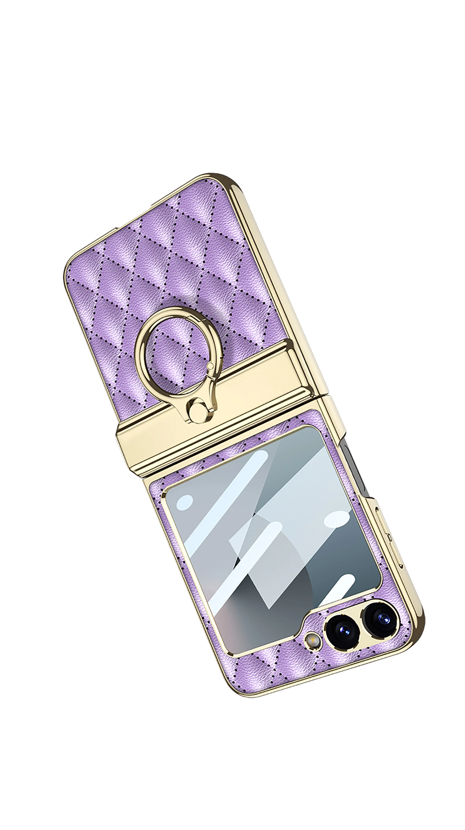 Diamond Leather Ring Holder Case For Samsung Galaxy Z Flip 6 Magnetic Hinge Scre