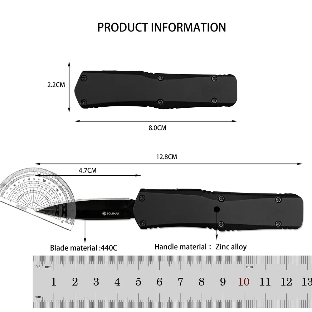 Mini A07 440C Blade Utility Pocket Knife, Portable Survival Hunting Knife,  Zinc Alloy Handle, Outdoor Emergency Rescue Tools 2