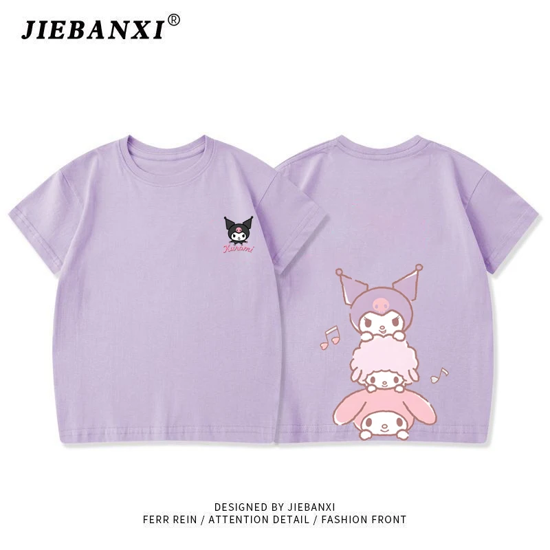 

Sanrios Kuromi Hello Kitty Cinnamoroll Kawaii T-Shirt Anime Cartoon Children Casual Clothing T-Shirt Children's Girls Boys Tops