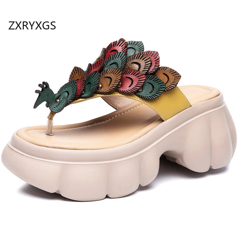 

Шлепанцы ZXRYXGS из воловьей кожи, модные сандалии, популярные летние женские сандалии с подъемом, 2024