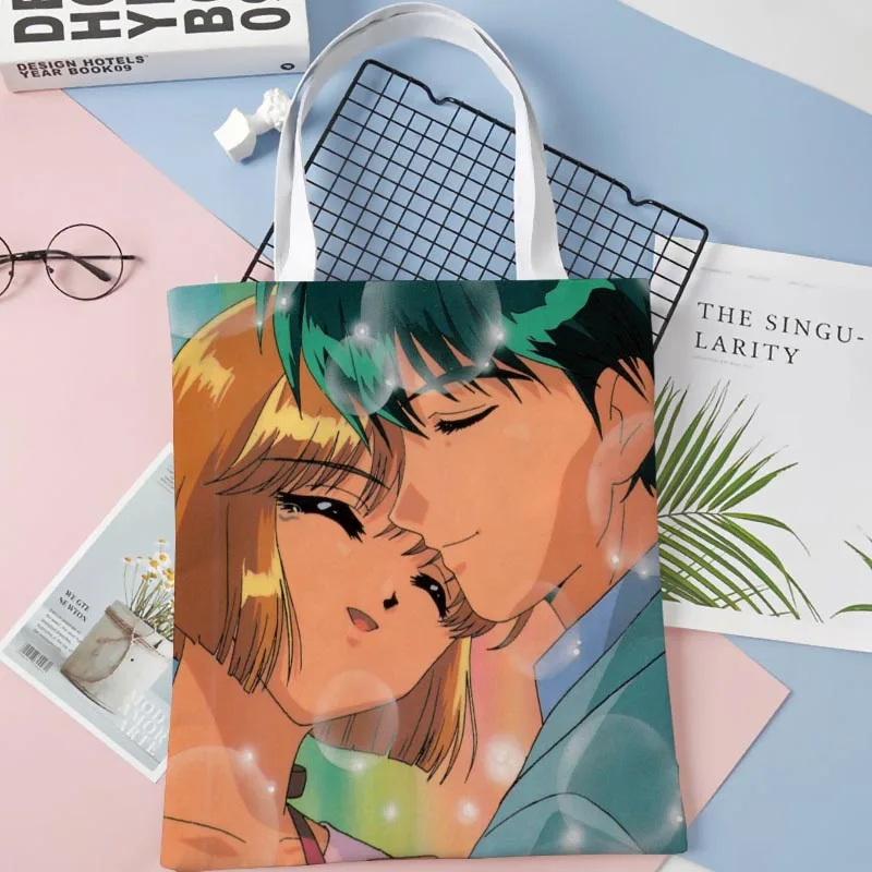 Saint Tail Tote Bag Cotton Cloth Shoulder Shopper Bags For Women Handbag Eco Foldable Reusable Shopping Bag 1016WJY