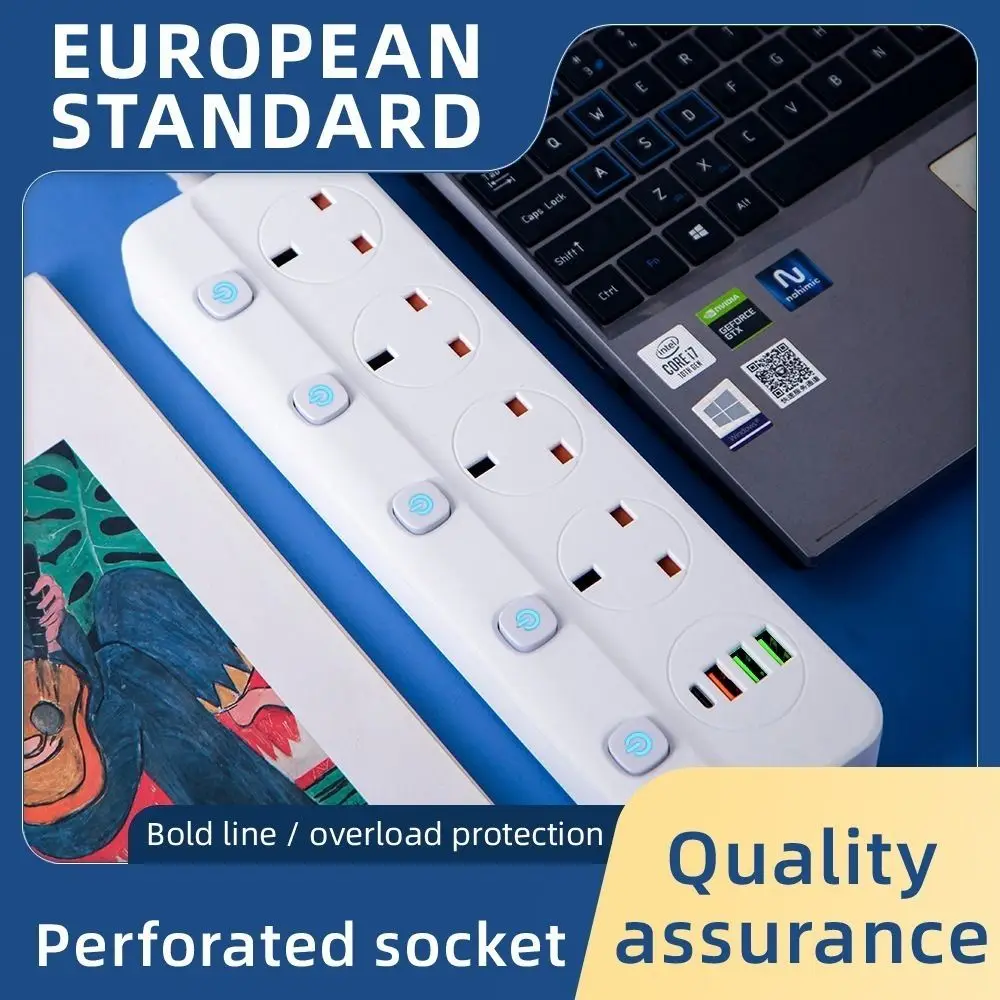 Description Picture 2 of itemPc Multi Universal Outlet Copper Extension Cord Electrical Socket British Standard Independent Switch Wiring Socket Office