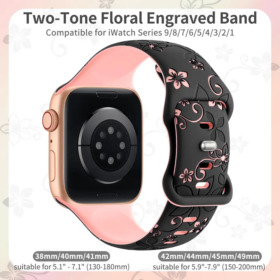 Çiçek Desenli Apple Watch Kayışları 46mm 44mm 45mm 42mm 40mm 41mm