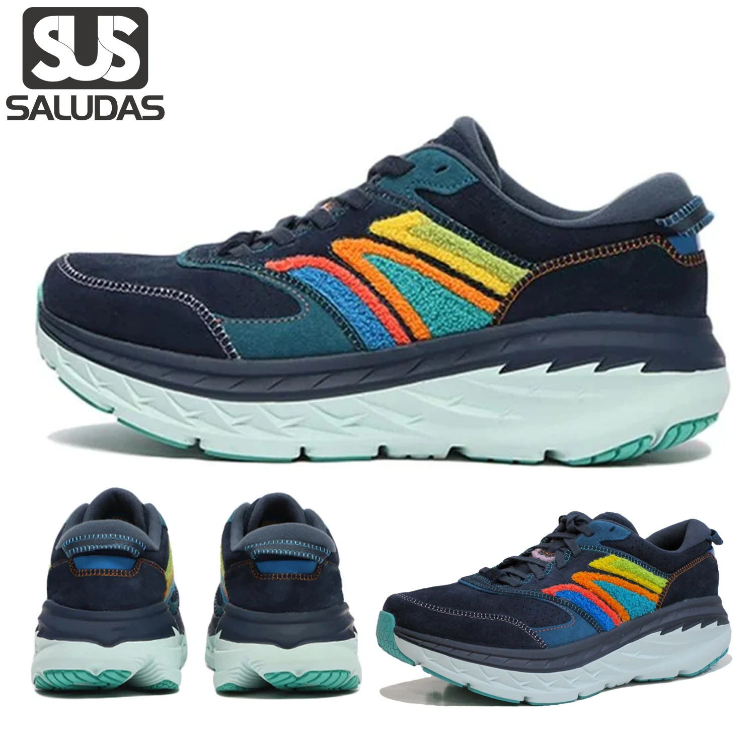 

SALUDAS Bondi L Women Sneakers Outdoor Thick Sole Elastic Road Running Shoes Leather Embroidery Luxury Casual Sports Shoes