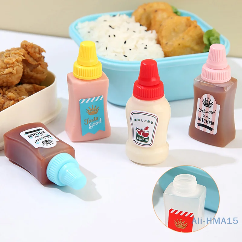 

2Pcs Mini Seasoning Sauce Bottle Portable Ketchup Bottle Salad Dressing Container For Bento Lunch Box New Kitchen Accessories