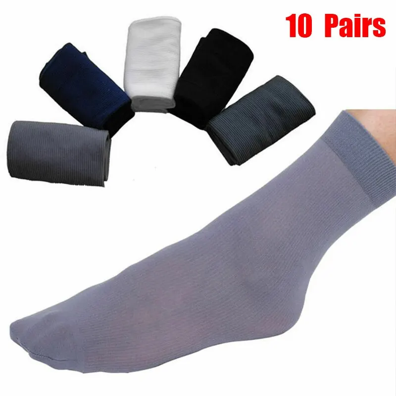 Breathable Socks Casual Socks Sports Socks 10 Pairs Summer Men Anti Slip Absorbent Soft Thin Breathable Socks Transparent Fashion Silk Stockings