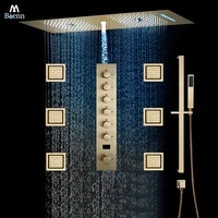 ชุดฝักบัวอาบน้ำแบบติดเพดานสีดำ M Boenn 6 ฟังก์ชั่น สำหรับคู่รัก พร้อมลำโพงเพลงในตัว ก๊อกน้ำร้อนน้ำเย็นสำหรับห้องน้ำ 1