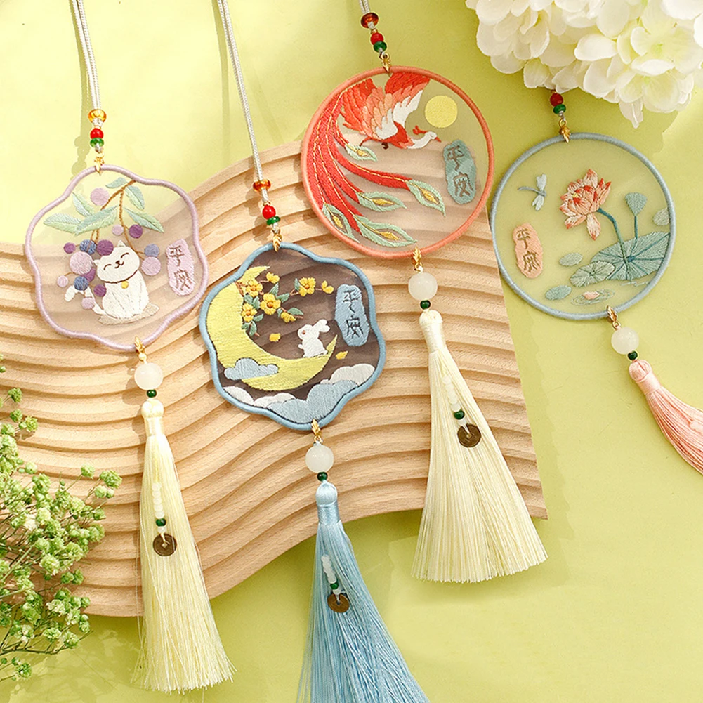 Handmade Embroidered Amulet DIY Needlework Easy Embroidery Kit Sewing Cloth Material kit Car Pendant embroidery set embroidery kits handmade accessories