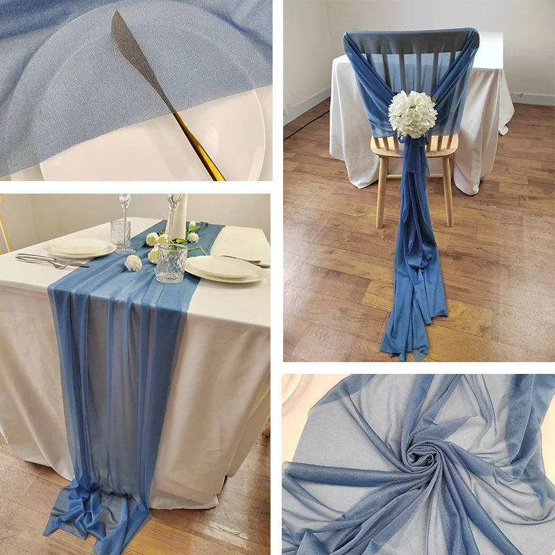 Chiffon Table Runner Vertical Tablecloth for Table Decorations Shiny Fabric Merry Christmas Decorations 2026 Wedding Decoration