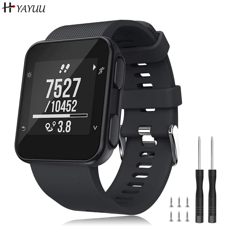 YAYUU Band Compatible for Garmin Forerunner 35, Soft Silicone Replacement Watch Strap for Garmin Forerunner 35 Smart Watch 9h premium tempered glass for garmin forerunner 35 screen protector for garmin forerunner 35 film smart watch accessories