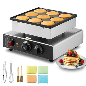 SucceBuy Dutch Pancake Maker 9PCS Diameter Dorayaki Baker Machine Commercial Electric Poffertjes Grill Non-stick Stainless Steel 1