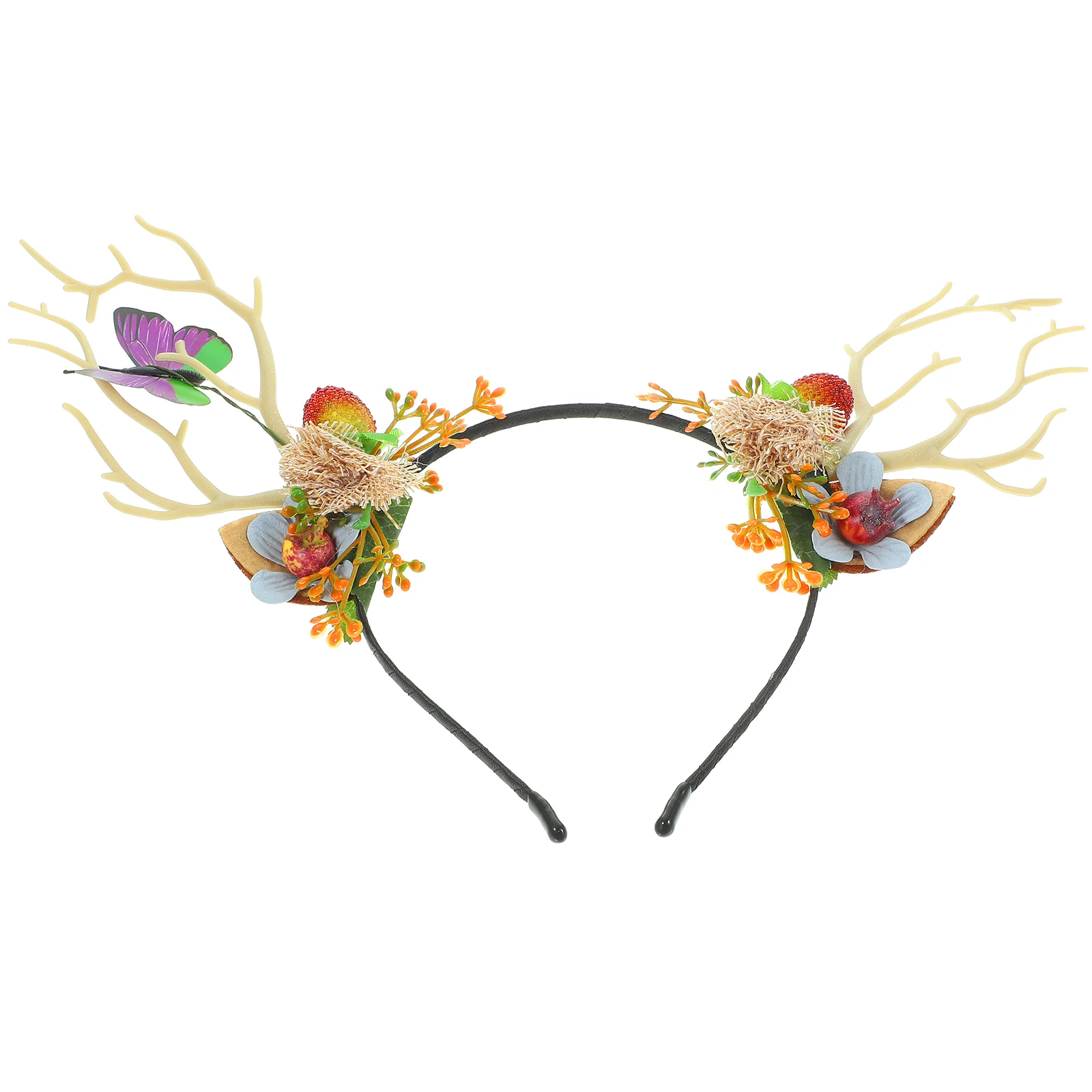 

Reindeer Headband Flower Wreath Hairband Christmas Antler Hairhoop for Party Costume