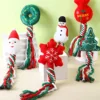 Christmas Interactive Squeaky Dog Plush Toy with Ropes Knot for Relieve Boredom Dog Chewing Plush Toy for Teeth Cleaning for Dog 5