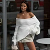 Trendix Long Sleeve Knit Sweater Women Autumn Winter Oversized Off Shoulder Pullover Street Fashion Vintage Loose Knitted Tops 1