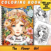 1pc, Flower Girl Coloring Book, Teenagers Coloring Book, 30 Different Patterns, 100gsm Thick Paper, Stress Relief, Birthday Gift 1